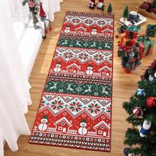 Christmas Snowman Red Indoor Carpet With Anti-Slip Bottom, Suitable For Decoration In Living Room, Bedroom, Dining Room, And Family Office. It Is A Durable And Washable Floor Mat. Christmas - 紅色和綠色色調 - 查看 4