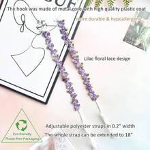 [Free Shipping]Decorative Bra Straps,Removable Invisible Floral Bra Straps Replacement For Bra,Shoulder Straps For Tops Dress - 紫色 - 查看 2