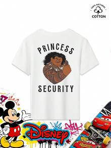 This Disney "Moana" Maui Double-Sided Printed T-Shirt For Boys Aged 4-12 Features A Mini Maui Head On The Front And A Large Maui Image With Distressed Slogans On The Back. The Totem Lines And American Distressed Texture Add Rich Detail And A Unique Touch. It Can Be Paired With Wide-Leg Jeans, Cargo Shorts, Athletic Joggers, Or Casual Trousers, Making It Suitable For Theme Park Visits, Family Trips, Daily School, Outdoor Camping, Birthday Parties, And Other Occasions. It Is Skin-Friendly And Breathable, Easily Creating A Cool American Retro Style. - trắng - Xem 4