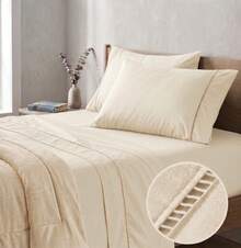 400 Thread Count 3-Piece Bedding Set With Fitted Sheet And Pillowcases, Soft Touch, Everyday Comfort, Single, Full, Queen, King - STRAW - View 1