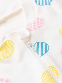 Baby Jumpsuit In Printed Suedine Fabric With Zipper (Newborn/Small/Medium/Large) - Blue and White - View 2