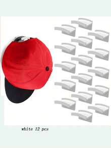 12-Pack Wall Hat Hooks, Minimalist Hat Rack, No-Drill Adhesive Hooks, Baseball Cap Hooks, Wall-Mounted Hat Rack, Multi-Functional Non-Marking No-Drill Hooks, Home Bathroom Decor, Bathroom Storage, Autumn Decor, Back To School Season - Multicolor - View 13