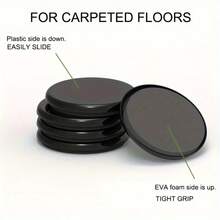 4 piezas de deslizadores de muebles reutilizables de 3.5 pulgadas, adecuados para alfombras - Fácil movilidad y protección de superficie - negro - Ver 2