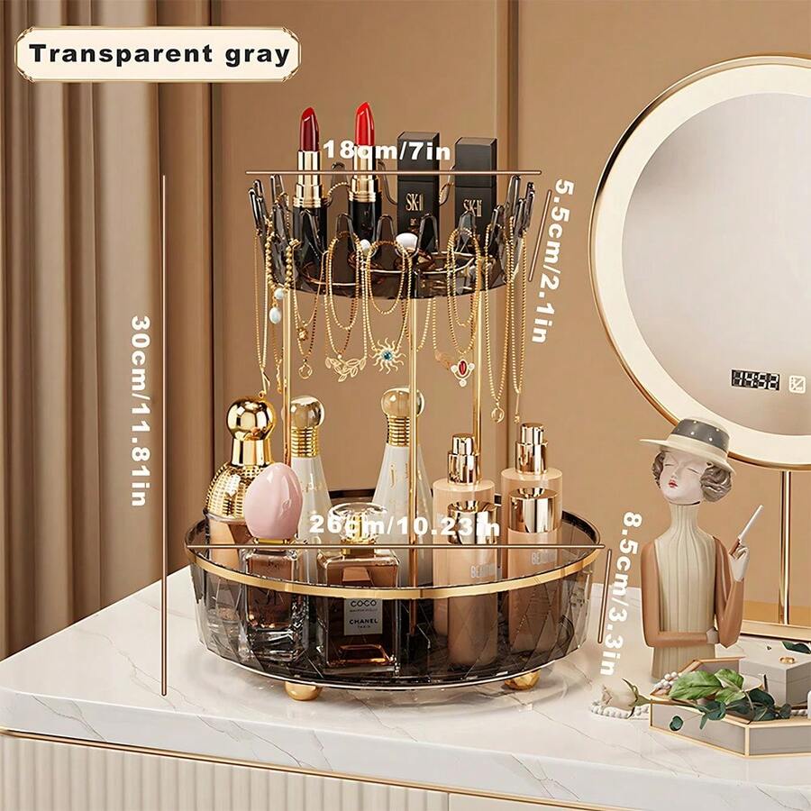 Cosmetic Storage Box & Rack - طبقتان رماديتان - مشاهدة 1