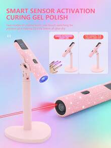 Lámpara portátil de sensor automático para aplicación de uñas, mini lámpara UV para curado de uñas de gel con soporte - Lámpara LED UV portátil de 180mAh y 3W para curado de uñas - Lámpara linterna USB para uñas DIY en el hogar, el mejor regalo para chicas. - Multicolor - Ver 3