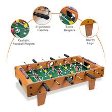 Crystals Wooden Tabletop Football Game For Kids – Portable Foosball Game With Score Sliders & 2 Balls - Brown - View 4