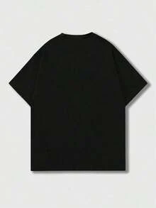 MEN Street Life Camiseta de manga corta con cuello redondo casual negra para hombres con estampado gráfico - Negro - Ver 5