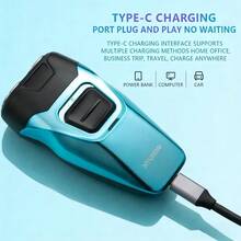 HYUNDAI Dual-Head Floating Electric Shaver YS702, Portable, Lightweight, Detachable Blades, Wet & Dry Use, Dual Foil Heads, Convenient , Low-Noise Motor, Smooth Shaving - Blue - View 6