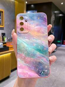1 pieza Funda de teléfono a prueba de golpes con patrón de ola de agua compatible con Apple/Galaxy - Rosa - Ver 5