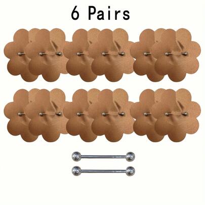 6 Pairs Satin Pierced Nipple Pasties, Flower Shape Piercing Nipple Covers, Women's Lingerie & Underwear Accessories