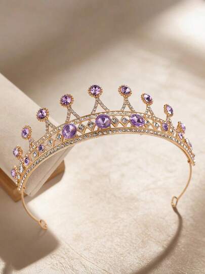 1 chiếc băng đô vương miện công chúa đính đá lấp lánh thời trang dành cho nữ, phụ kiện tóc ngọt ngào cho ngày sinh nhật.