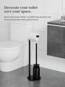 1 pieza Soporte de papel higiénico independiente con cepillo de baño, estantería de almacenamiento de baño ahorradora de espacio, organizador de papel decorativo para el hogar moderno y duradero - Multicolor - Ver 9
