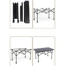 Mesa plegable de exterior tipo waffle / Mesa de picnic y camping portátil / Mesa de puesto ajustable en altura, color aleatorio - Multicolor B - Ver 8