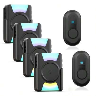 CallToU Timbre para puerta con problemas auditivos kit de timbre de puerta impermeable de 1000 pies inalámbrico con vibración silenciosa y luz de flash 2 botones + 4 receptores portátiles para el