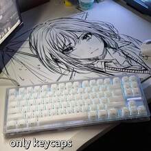 [130+键] 不透明果冻白 PBT 键帽，MDA 高度，全套 DIY 定制机械键盘键帽，兼容 MX 轴 - 查看 12