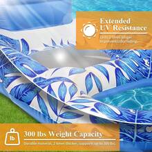 1个充气树叶造型漂浮椅，便携式多功能游泳池漂浮躺椅 - 藍色 - 查看 2