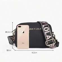 2026 Spanish Shoulder And Crossbody Bag, Horizontal Minimalist Letter Bag - Màu đen tuyền (với logo màu vàng) - Xem 4