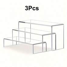 3pcs Modern Acrylic U-Shaped Display Stands With Shelves - Sturdy & Lightweight, No Assembly Required, Clear Desktop Organizer Rack For Figurines, Perfumes, Cosmetics And Jewelry | Suitable For Home, Office, Freestanding Shelves - None - View 2
