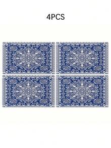 1 pieza Camino de mesa de lino con estampado floral azul, disponible en múltiples tamaños, adecuado para comedor del hogar, decoración de cocina, decoración del hogar, fiesta al aire libre y decoración de restaurantes, con apariencia de lino texturizado - Multicolor - View 12