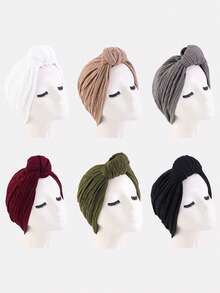 2 chiếc khăn trùm đầu thắt nút kiểu mới dành cho nữ, mũ xếp ly, thích hợp sử dụng hàng ngày. - Nhiều màu - Xem 3