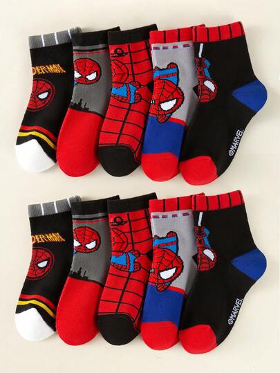  Bộ 1/3/5/10 đôi tất Siêu anh hùng Người Nhện họa tiết ngẫu nhiên, được cấp phép bởi Marvel, mềm mại, thoải mái, thoáng khí, co giãn, chống trơn trượt, dễ thương, thời trang, nhẹ và bền, thiết kế màu kẹo bắt mắt, tất cho bé trai, tất cho bé gái, tất cho trẻ sơ sinh và học sinh, phụ kiện thời trang trẻ em, quà tặng Phục Sinh hoàn hảo, đồ dùng cần thiết cho năm học mới, trang phục thường ngày, phù hợp cho mùa xuân và mùa hè.