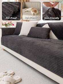 1PC Modern Minimalist Flannel Straight Stripe Sofa Cushion, Pet-Friendly 1-4 Seater Modular Sofa Protector, Suitable For Living Room, Bedroom, Study Decor, Machine-Washable Sofa Slipcover. - Multicolor - View 11