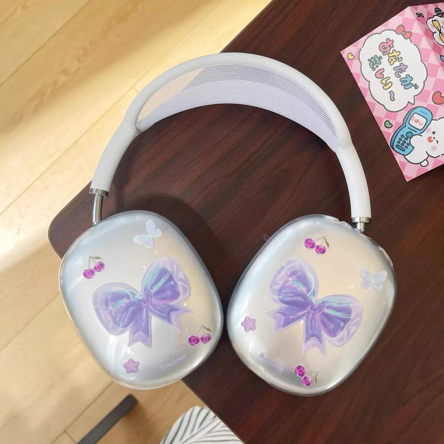 1 chiếc ốp bảo vệ màu tím hình nơ, tương thích với Apple Max 2, ốp tai nghe nhẹ và sáng tạo, phù hợp với tai nghe Bluetooth. - Nhiều màu - Xem 1