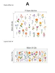 3 Rustic Watercolor Floral Waistline Wall Stickers, Dandelion / Wildflower, Bee And Butterfly Patterns, Waterproof Self-Adhesive PVC Stickers, Freely Combinable, DIY Decorative Decals For Bathroom, Kitchen, And Bedroom Baseboards - Wall Stickers - View 5