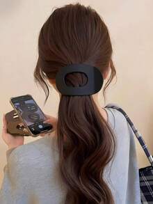 3pcs/Set 9.5cm/3.74in Khaki, Dark Coffee, Black Oversized Lightweight Plastic Hair Clips, Elegant Minimalist Design, Suitable For Daily Wear, Casual, Party, Work, Hairstyling, Washing Face, Makeup Accessories For Women,Travel,Birthday - Multicolor - View 3