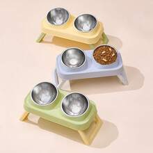 Pet Stainless Steel Dual Bowls, Durable Pet Feeding Set, Easy Clean Dog & Cat Water Bowl, Ideal For Daily Use - Multicolor - View 10