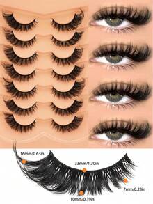 7 Pairs Of Naturally Curled 3D False Eyelashes To Enlarge Your Eyes. Thin And Natural Eyelashes - Reusable And Lightweight To Create Eye-Catching Eye Looks - Perfect For Daily Wear - View 3