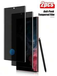 XINHONGYU 2 piezas de protector de pantalla de vidrio templado con privacidad para Samsung S25 Ultra, desbloqueo de huella digital, apto para Galaxy S21/S22/S23/S24 Ultra/Galaxy S24 FE/S25Ultra/S25 Edge/S26 Ultra/S26 Plus/S26, anti-arañazos, anti-caídas, anti-agua - Negro - Ver 1