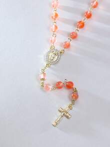 1 pieza Collar de rosario con forma de Y de estilo bohemio único con cruz de la Virgen María, perfecto para todas las estaciones, oración, playa y verano, con estuche de regalo - Rosario - Ver 7