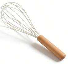 1pc Wooden Handle Silicone Cooking Whisk, High Heat Resistant Food Mixer Accessory, Kitchen Tool; Whisk - Multicolor - View 10