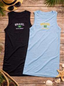Brazilian Women's Short Fitted Dress Set With Embroidery On Premium Ribbed Knit Fabric - Sporty, Casual, Sensual Cup Style, Casual Knit - 黑色/綠色/淺藍色/白色 - 查看 4