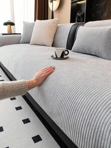 1 pieza Funda de cojín de sofá de chenilla cómoda, protector de asiento de sofá universal para todas las estaciones, almohadilla de sofá minimalista moderna antideslizante, a prueba de polvo y fácil de limpiar, suave y resistente a la decoloración, apta para mascotas, adecuada para dormitorio, oficina, sala de estar, sofá en forma de L y sofá de 1/2/3/4 plazas - Gris Claro - Ver 6