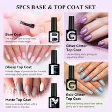Phoenixy 30Pcs Gel Nail Polish Set, 25 Colors All Seasons Gel Polish With 5Pcs Base And Glossy Matte Glitter Top Coat Black White Pink Blue Purple Nail Polish Set Gifts For Women - ColorC - 查看 5