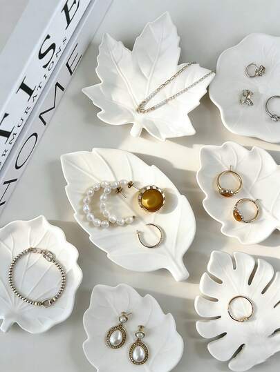 1 pieza Molde de silicona multiusos con forma de hoja, molde para hacer platos de almacenamiento de resina, yeso o concreto, soporte para joyas y decoración de escritorio, molde reutilizable y de fácil desmoldeo para manualidades y decoración del hogar