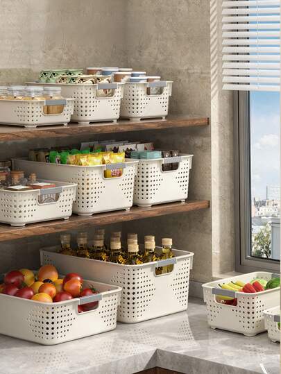 1 chiếc, màu trắng, Giỏ đựng đồ ăn vặt gia dụng, hộp đựng đồ lặt vặt trong tủ bếp, tủ quần áo ký túc xá, hộp đựng đồ rộng rãi, kín đáo, bền chắc.