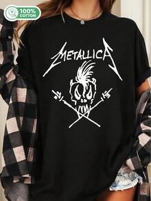 Metallica 2026 New Bestseller Metallica Scary Bear Punk Rock T-Shirt, Unisex Cotton, 90s Vintage Bootleg Band Tee, Thrash Metal Concert Merch For Fans - 黑色 - 查看 6
