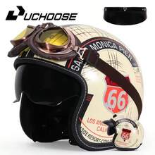 Casco de motocicleta DOT 3/4, casco de motocicleta retro certificado para hombres - Albaricoque - Ver 1