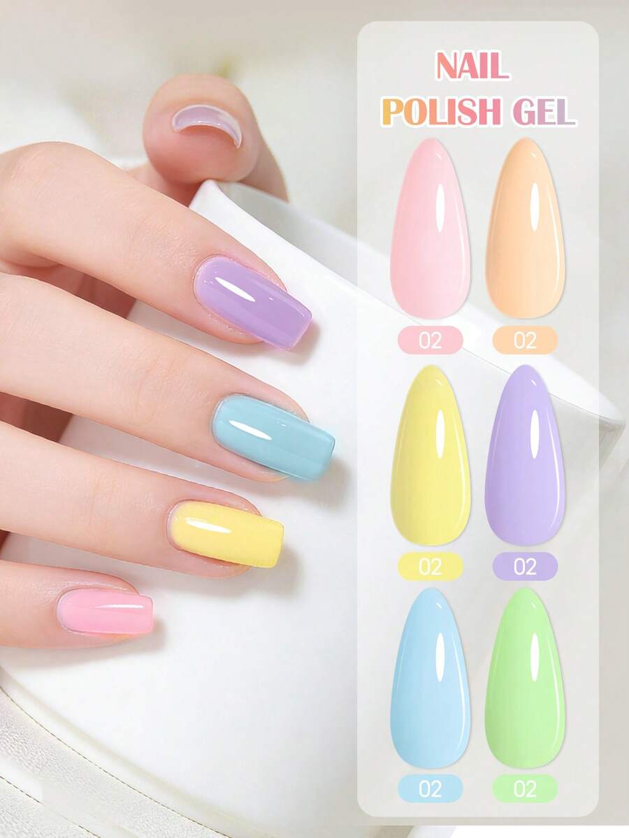PEACECOLOR 1 Bottle 10ml Macaron Color Series Sweet Jelly Nail Polish, Glass Bottle Soak-Off UV LED Gel Nail Polish, Suitable For Beginners Home DIY Manicure Salon Use, Women Nail Care Gift