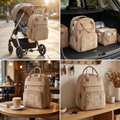 Large Capacity Multifunctional Diaper Bag Backpack, Suitable For Dads And Moms, 16 Pockets, Pacifier Case, Extra-Large Unisex Diaper Bag For Travel