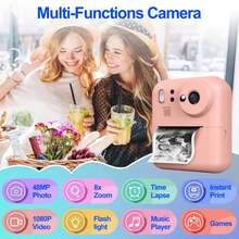 Instant Print Camera, 48MP 1080P High Definition Direct Capture Camera With Flash, Built-In 5 Games, Filters And Music Digital Camera, Dual Lens Instant Print Digital Camera, Selfie Digital Camera With Printing Paper, Graduation Gift, Birthday Gift And Holiday Gift - Multicolor - View 6
