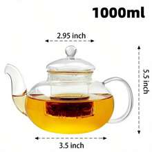 A 1000Ml Glass Teapot Featuring An Infuser And Four Cups, This 33.8 Oz (1000 Ml) Teapot Comes With A Removable Infuser Suitable For Blooming And Loose Leaf Tea, Packaged In A Gift Box For Microwave And Stovetop Use - Teapot (No Cups Included) - View 11