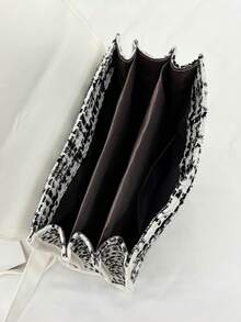 Mochila con solapa a cuadros retro gruesa, mochila casual con cierre de hebilla estilo universitario para estudiantes y viajes - Rectángulo - Ver 6