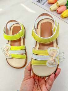 Kids' Fashion Sandals, Flat Sandals, Hook And Loop Sandals, Versatile Comfortable Sandals, Easy To Wear Sandals, Colorful Sandals, Suitable For Vacation And Daily Wear - Yellow - View 2