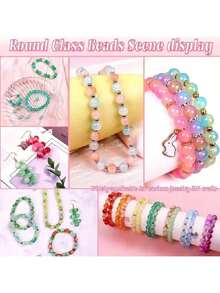 100/360/720颗8毫米水晶玻璃珠，用于制作手链、友谊手链工艺套装、DIY手工礼物 - 彩色 - 查看 7