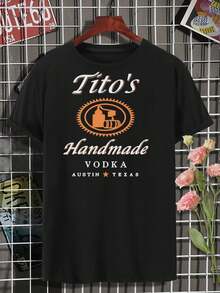 Women's Tito's Handmade Vodka T-Shirt Celebrating Alcohol Drinks Party Drinking Style Yugoslovia Fashion Top - 黑色 - 查看 2