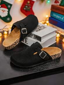 Spring Summer Autumn Outdoor Lightweight Men's Sandals, Comfortable Non-Slip Men's Slippers, Soft Cork Sole Wear-Resistant Men's Clogs, High-Quality Brand Men's Shoes, Women's Shoes, Outdoor Thickened Closed-Toe Men's Sandals (Asymmetrical Pattern) - Black - View 3